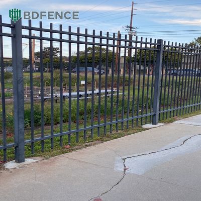 Außen schwerer 6 ft geschmiedetem Eisen Zaun Schwarz beschichtetem Stahl Matting Tubular Zaun